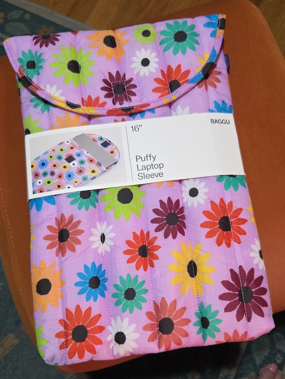 BAGGU Puffy Laptop Sleeve - 16" Wild Daisy Print